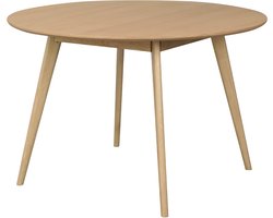 Rowico Home Yumi Ronde Eettafel - Hout - 4 Persoons - Eetkamertafel - Massief Eikenhouten Poten - Scandinavisch - Naturel - Ø 115 cm x 75 cm
