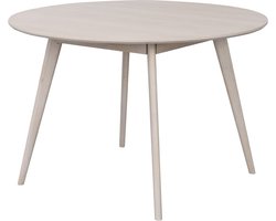 Rowico Home Yumi Ronde Eettafel - Hout - 4 Persoons - Eetkamertafel - Massief Eikenhouten Poten - Scandinavisch - Whitewash - Ø 115 cm x 75 cm