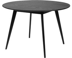 Rowico Home Yumi Ronde Eettafel - Hout - 4 Persoons - Eetkamertafel - Massief Eikenhouten Poten - Scandinavisch - Zwart - Ø 115 cm x 75 cm