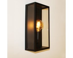 Rowin Buitenlamp wand h:35cm IP44 zwart+glas - Klassiek - Artdelight - 2 jaar garantie