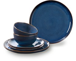 Royal Belinda Serviesset 4 persoons - 12-delig - Dinerbord, Ontbijtbord en Kom - Bordenset - Serviesset - Keramiek - Blauw