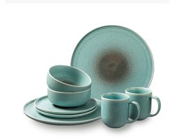Royal Belinda Serviesset 4 persoons - 16-delig - Dinerbord, Ontbijtbord, Kom en Mok - Bordenset - Serviesset - Keramiek - Groen