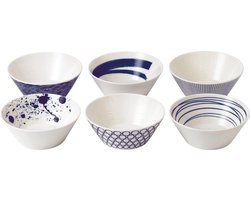 Royal Doulton Pacific - Schaaltjes - Ontbijtkom - Porselein - Wit / Blauw - ⌀ 16 cm - 6 Stuks