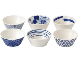 Royal Doulton Pacific - Schaaltjes voor Snacks - Kommen - Porselein - Wit / Blauw - ⌀ 11 cm - 6 Stuks