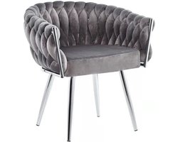 Royal Eva Chair Velvet Grey Chrome Frame