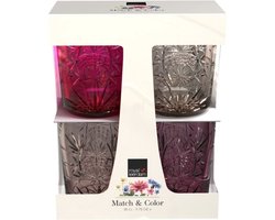 Royal Leerdam - Starla Match & Color - Waterglazen set - 4 delig - 35 cl - Roze - Glazen - Waterglas