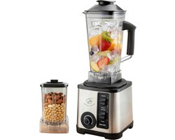 Royal Swiss Blender 2000W – RVS Behuizing – 2.0L Kan – RVS Messen – Inclusief Grinder – Meerdere Snelheden