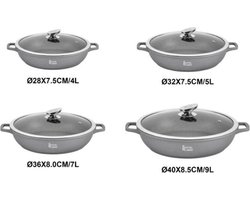 Royal Swiss Braadpan, stenen coating - 36cm Grijs 7l - Beschikbaar in 4 maten en 2 kleuren