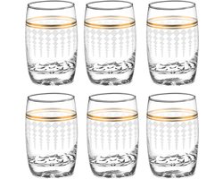Royal Swiss® Drinkglazen – Set van 6 met Gouden Decor – Premium Drinkglazen voor Stijlvol Serveren