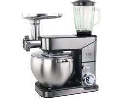 Royal Swiss Multifunctionele Keukenrobot 12L met Blender en Vleesmolen - 3-in-1 Krachtige Keukenmachine 2000W - Silver - Foodprocessor - Met Accessoires