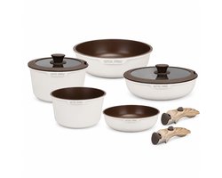 Royal Swiss® Pannenset 9-delige – Kookpannen met Afneembare Handgrepen – pannenset inductie – PFOA & PFAS-vrij