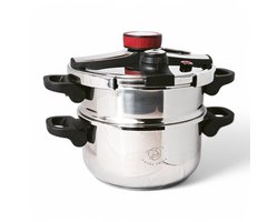 Royal Swiss® Snelkookpan 10L – stoommandje & Glazen Deksel – snelkookpan inductie – Pressure Cooker voor Inductie & Gas