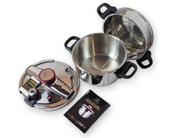 Royal Swiss® Snelkookpan 6L – Met Stoommandje & Glazen Deksel – Inductie & Gas – Pressure Cooker RVS – Snel & Gezond Koken