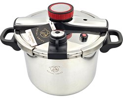 Royal Swiss® Snelkookpan 8L – Stoommandje & Glazen Deksel – Snelkookpan Inductie – Pressure Cooker voor Inductie & Gas