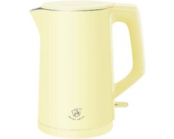 Royal Swiss® Waterkoker – 1.8L – 1500W – RVS Elektrische Kookketel – Automatisch Uitschakelen – Oververhittingsbeveiliging – 360° Draaibaar – Geel/Crème – BPA-vrij