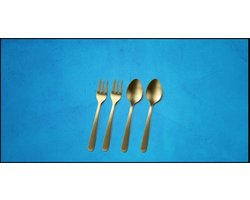 Royal van Kempen en Begeer Koffie- en taartbestek - Champagnekleurig edelstaal bestek 4 delig - 2 koffiebestek en 2 taartbestek