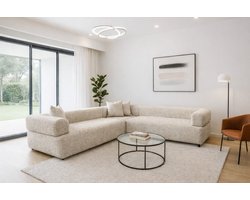 Royale U-Vormige Hoekbank – Matras King - Dove Textiel – Extra Diepe Zitting – 3-Delige Loungebank – Moderne Bank voor Woonkamer