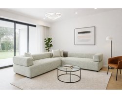 Royale U-Vormige Hoekbank – Matras King - Silver Textiel – Extra Diepe Zitting – 3-Delige Loungebank – Moderne Bank voor Woonkamer