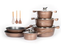 Royalty Line® BS1010 Pannenset Inductie - 13 Delige Pannensets - Kookpotten Met Antiaanbaklaag - PFOA & PTFE Vrij - Pannen Voor Alle Warmtebronnen - Koper