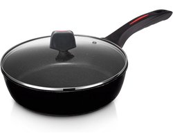 Royalty Line® FDN28 Hapjespan Inductie - Ø 28 cm / 3.6 Liter - Diepe Pan - PFAS-vrij - Hapjespannen met Antiaanbaklaag - Pan Voor Alle Warmtebronnen - Zwart