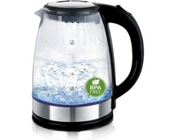 Royalty Line® GWK2200 Waterkoker - 1.7 Liter Waterkettle - Glazen Waterkoker met Blauw Led Verlichting - 2200W - RVS / Glas