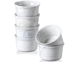 Royalty Serviesset – Marmer Look – 290ML – Braadslede – Ronde schaal – 6 stuks – Geschikt voor oven