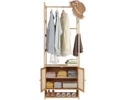 RoyaLuxe - Kledingrek - Bamboe - Kledinghangers - Kledingrekken - Rek - Kledingrek Wand - Kleding - Garderobekast - Garderobe Kast - Organizer - Organizer Kleding - Organizer Schoenen - Slaapkamer Meubel - Meubilair