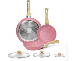 Roze 6-delige pannenset - inductie geschikt - PFOA-vrij