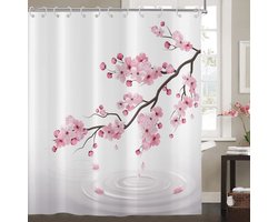 Roze bloemen douchegordijn met kersenbloesem - Japanse stijl 180 x 200 cm