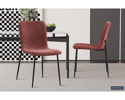 Roze Bouclé Alice Stoel | Metalen Poten | H81,5xB42xD57cm - Set van 2