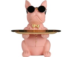 roze Bulldog Tray Statue - Moderne spaarpot voor het opbergen van sleutels, snoep, sieraden, oorbellen - Geschikt voor woondecoratie, eettafel, kantoor, lade voor kleine voorwerpen