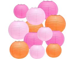 Roze en oranje papieren lantaarns - Feesten, bruiloften en tuinfeesten - Hangdecoratie en lampions