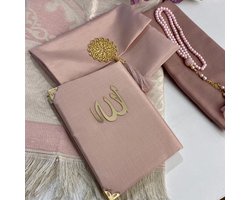 Roze Fluwelen Yaseen cadeauset, islamitische cadeauset met Yaseen boek gebedskleed, vrouwen sjaal, cadeau voor bruiloft, Eid, verjaardag, moederdag