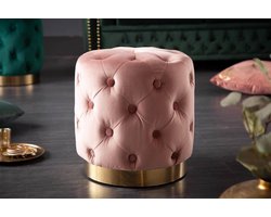 Roze gecapitonneerd Poef 37 cm oud rose goud fluweel