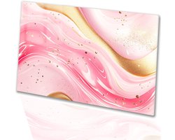 Roze-goud abstract design - Abstract glazen schilderij - Wanddecoratie glas golven - Abstracte kunst - Acrylglas schilderijen - Kantoor decoratie - Glasschilderij 75x50 cm
