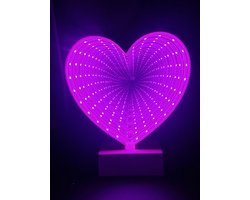 Roze Hart Spiegellamp - 14 x 17 cm - Decoratie - Pink - Led Spiegel - Tunnel Spiegel - Mirror Light - Klein Formaat