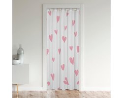 Roze Hartjes Deurgordijn - Verduisterend Room Divider voor Kinderkamer & Woonkamer - 132x203 cm