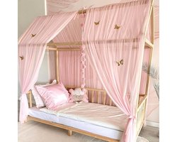 Roze Hemelbed Hanger met Gouden Vlinders voor Kinderkamer