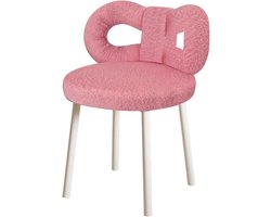 Roze Kaptafelkruk met Antislip Vloerbeschermers en Hoge-Dichtheid Schuimzitting Rugleuning Zonder Armleuningen voor Slaapkamer, Woonkamer en Make-up Hoek