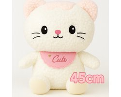 Roze Kat Knuffel 45 cm – Superzachte Pluche Kat van Best4Juniors + Speelgoedtasje | Perfect Cadeau voor Baby & Kind