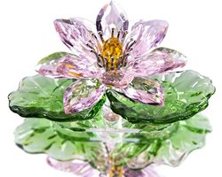 Roze Kristallen Lotusbloembeeldje Woondecoratie Feng Shui Geschenkdoos