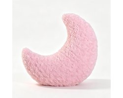 Roze maanvormig kussen, knuffelkussen, schattig sierkussen, esthetisch, pluche maan, gooikussen voor woonkamer, bank, kind, slaapkamer, bed, cadeau, 33 cm