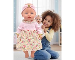 Roze met Goud Jurkje - Geschikt voor Baby Born – Accessoire en Kleertjes voor je 36 + 43 cm Baby poppen