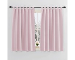 Roze Ondoorzichtige Gordijnen met Lussen voor Slaapkamer en Woonkamer - Thermische Isolatie, 140x145 cm, 2 Stuks