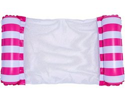 Roze Opblaasbare Water Hangmat, Opvouwbaar Gestreept Patroon Drijvend Bed, Water Ligstoel, Voor Pool Party, Strandplezier