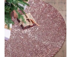 Roze Pailletten Kerstboomrok 122 cm - Zachte Fluwelen Boomrok voor Kerstdecoratie