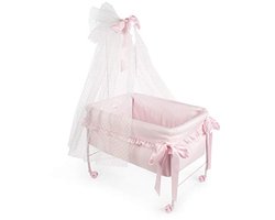 Roze poppenbed met hemel voor poppen - Speelgoed voor fantasierijk spel