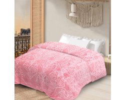 Roze sprei - Warme roze sprei - Tweepersoons sprei - woondeken - polyester - super zacht deken - 210x200