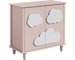 Roze Woonkamer Dressoir met Wolkenpatroon - Multifunctionele Kast met Verstelbare Planken 80x40x77 cm