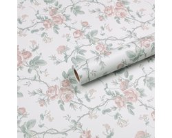 Roze Zelfklevende Meubelfolie met Bloemenpatroon - Waterdicht en Makkelijk Schoon te Maken